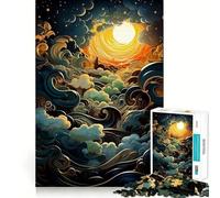 Puzzle 1000 pièces pour Adultes Vagues Célestes Toile Découpe précise Jeu de réflexion Amusant pour Passer Le Temps Cadeau d'anniversaire (50x75cm)