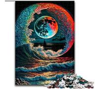 Puzzle 1000 pièces pour Adultes Vagues colorées en Bois, décoration Artistique DIY Parfaite ou Cadeau d'anniversaire 50x75cm pour Anniversaires, fêtes et Occasions spéciales