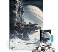 Puzzle 1000 pièces pour Adultes Vaisseau Spatial amarré sur Une Falaise Jeux Amusants Décoration d'intérieur et Cadeaux Uniques 38x26cm