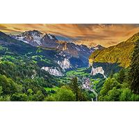 Puzzle 1000 pièces pour Adultes Vallée de Lauterbrunnen, Alpes suisses 38 x 26 cm