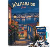 Puzzle 1000 pièces pour Adultes, Valparaiso Chile Night Cityscape Art_001 | Pour les w nds tranquilles à la maison : ce puzzle 1000 pièces adulte peut se faire seul ou se partager.