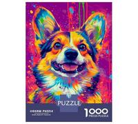Puzzle 1000 Pièces pour Adultes Vibrant Corgi Splash -1 Puzzles pour Adultes - Décoration Murale - Niveau De Difficulté : Difficile, Très Difficile Et Stimulant 52x38cm/1000pcs