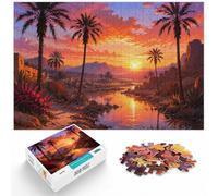 Puzzle 1000 pièces pour Adultes, Vibrant Desert Sunset Oasis | Pour les longues soirées de décembre : ce puzzle 1000 pièces pour adultes associe idée cadeau et passion du puzzle.
