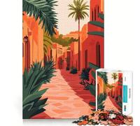 Puzzle 1000 pièces pour Adultes Village méditerranéen du Maroc Jeu de réflexion Amusant et Calme Cadeau de Noël apaisant (38x26cm)