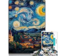 Puzzle 1000 pièces pour Adultes Village sous Le Ciel Nocturne, Jeu Stimulant, idéal comme Cadeau pour Toute la Famille (Taille 38x26cm)