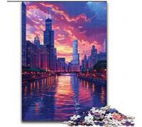 Puzzle 1000 pièces pour Adultes, Ville au Coucher du Soleil, Cadeau à Faire soi-même, Amusant, adapté à la décoration de la Maison, du Salon ou du Bureau (Taille : 50x75cm)