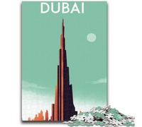 Puzzle 1000 pièces pour Adultes,Ville de Dubaï,Émirats Arabes Unis,Jeux éducatifs,Jouets à Faire soi-même avec Affiche et fiche de Questions Assorties,pour Les 14 Ans et Plus,1000 pièces (26x38cm)