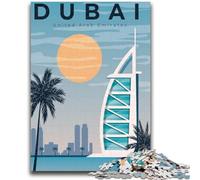 Puzzle 1000 pièces pour Adultes,Ville de Dubaï,Émirats Arabes Unis,Jeux éducatifs,Jouets à Faire soi-même,avec Affiche et fiche de Questions Assorties,pour Les 14 Ans et Plus,1000 pièces (26x38cm)