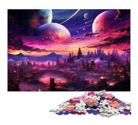 Puzzle 1000 pièces pour Adultes Ville du Futur colorée Jeu éducatif défi Jouet Illustration Cadeau 1000 pièces (38 x 26 cm)