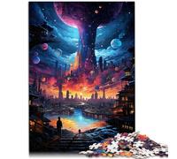 Puzzle 1000 pièces pour Adultes, Ville Nocturne Sombre, Casse-tête 14,96 po x 20,47 po, décoration Artistique pour la Maison et Les Adolescents de 14 Ans et Plus