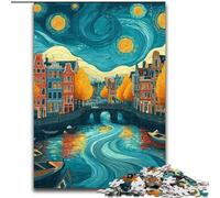 Puzzle 1000 pièces pour Adultes Ville sous Le Ciel Nocturne, Jouet éducatif idéal comme Cadeau pour Toute la Famille à partir de 14 Ans (Taille 26x38cm)