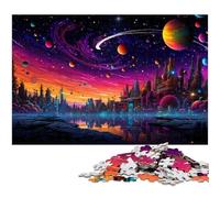 Puzzle 1000 pièces pour Adultes Villes colorées du Futur sur Terre défi éducatif Anti Stress défi Difficile 1000 pièces (75 x 50 cm)