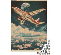 Puzzle 1000 Pièces pour Adultes Vintage Airplane Poster-9 Puzzles pour Adultes - Défi Difficile - Liste De Souhaits avec Le Père Noël - Cadeaux d'anniversaire Uniques 70x50cm/1000pcs