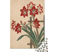 Puzzle 1000 pièces pour Adultes, Vintage Botanical Amaryllis Illustration