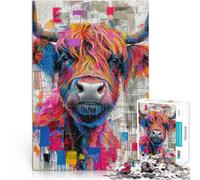 Puzzle 1000 pièces pour Adultes Visage coloré d'une Vache des Highlands Jeux éducatifs est idéal comme Cadeau pour Toute la Famille 52x38cm