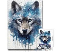 Puzzle 1000 pièces pour Adultes - Visage de louveteau à l'aquarelle - Profitez d'un Moment de détente et de Relaxation - Assemblage Stable et découpe précise - Dimensions:38x52cm