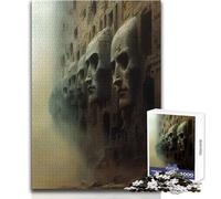 Puzzle 1000 pièces pour Adultes - Visages de Pierre en ruines - Jeu de Construction Relaxant et paisible à Faire à l'intérieur - Découpe précise des pièces - Dimensions:38x26cm
