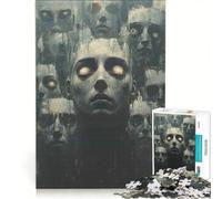 Puzzle 1000 pièces pour Adultes Visages surréalistes dans Un Tableau Sombre Jeu Impossible Décoration intérieure Idéal comme Cadeau pour Toute la Famille 50x75cm