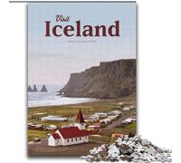 Puzzle 1000 pièces pour Adultes Visitez l'Islande Jeu Familial Soulagement du Stress Défi Difficile Convient aux Couples (38x52cm) 1000pcs