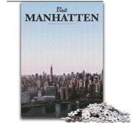 Puzzle 1000 pièces pour Adultes Visitez Manhattan Jeu Familial Soulagement du Stress Défi Difficile Convient aux Couples (38x52cm) 1000pcs