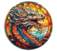 Puzzle 1000 pièces pour Adultes, vitrail, Dragon Chinois, Puzzle en Papier, Niveau débutant, idéal pour Les Anniversaires et Les fêtes (67,5 x 67,5 cm)