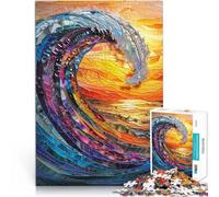 Puzzle 1000 pièces pour Adultes Vitrail Hokusai Vague Jouets Jeux éducatifs Soulagement du Stress Une œuvre d'art 50x70cm