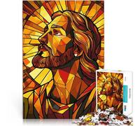 Puzzle 1000 pièces pour Adultes Vitrail Jésus Aidez Le Cerveau à exercer des Jouets addictifs pour cultiver la Patience Une œuvre d'art 38x26cm