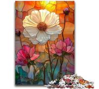 Puzzle 1000 pièces pour Adultes, vitraux, Fleurs, Puzzles pour Adolescents, Design Dynamique et Unique, expérience de Puzzle relaxante et stimulante 38x26cm