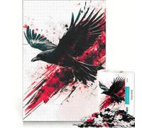 Puzzle 1000 pièces pour Adultes Vol Sanglant Corbeau Noir, Jeu de réflexion, Assemblage de Motifs, pour renforcer Les Liens Amoureux 50x75cm