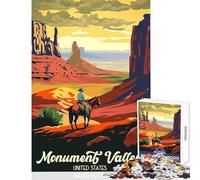 Puzzle 1000 pièces pour Adultes Voyage à Monument Valley Jeu Anti-Stress Idée Cadeau Jeu éducatif Liste de souhaits avec Le Père Noël Dimensions 50x75cm