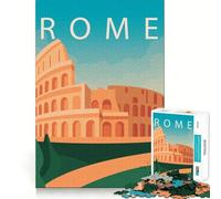 Puzzle 1000 pièces pour Adultes Voyage à Rome Découpe Nette Jeu de Concentration Cadeau Jeu de détente Scène de Noël Illustration (38x52cm)