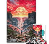 Puzzle 1000 pièces pour Adultes - Voyageur Solitaire dans Un Canyon - Niveau Difficile - Jeu Relaxant - À partir de 14 Ans - 38x26cm