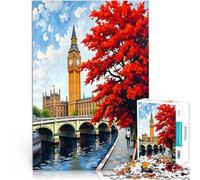 Puzzle 1000 pièces pour Adultes Vue de la Rue de Londres Big Ben Jouet éducatif Anti-Stress Cadeaux du Père Noël Secret 52x38cm