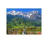 Puzzle 1000 Pièces pour Adultes，Vue de Partenkirchen avec l'église paroissiale Maria，Puzzle De Défi Cérébral pour Enfants, Jeux Éducatifs pour Enfants, Cadeau De Divertissement（38x26cm）-F63