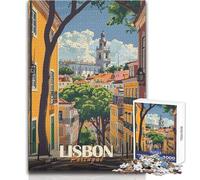 Puzzle 1000 pièces pour Adultes-Vue des Rues de Lisbonne-Jeu Familial Stimulant la mémoire (à partir de 14 Ans)-Dimensions 38x26cm