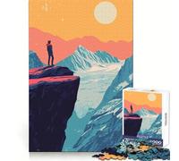 Puzzle 1000 pièces pour Adultes Vue imprenable sur Un Sommet de Montagne glaciaire Illustration Minimaliste inspirante de la Nature Bords précis,Jeu de réflexion,Divertissement Calme,Cadeau