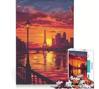 Puzzle 1000 pièces pour Adultes Vue panoramique du Coucher de Soleil à Paris Jeu Impossible Analyse et logique renforce l'amour Entre Les Couples 50x75cm