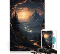 Puzzle 1000 pièces pour Adultes Vue Tranquille d'une Grotte Décoration soignée Jeu de Construction et de Concentration Jeu de Paix Décoration d'anniversaire Cadeau (38x26cm)
