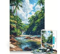 Puzzle 1000 pièces pour Adultes Wailua Hawaii Pixel Art, Jeu de réflexion Amusant et Complexe, pour Noël (50x75cm)