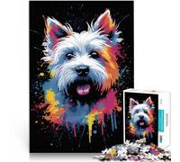 Puzzle 1000 pièces pour Adultes West Highland Terrier Compétition de Vitesse Manuelle est idéal comme Cadeau pour Toute la Famille 38x26cm