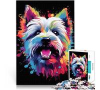 Puzzle 1000 pièces pour Adultes West Highland Terrier Jeu Familial Anti-Stress Défi Difficile Décoration Parfaite 50x70cm