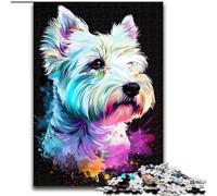 Puzzle 1000 pièces pour Adultes West Highland White Terrier Puzzle en Carton, idéal pour Les fêtes ou Les Anniversaires, Jeu de société 1000 pièces(26x38cm)