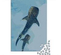 Puzzle 1000 Pièces pour Adultes, Whale Sharks in Blue Water, 38x26cm/1000pcs, Pièces Blanches Peu Poussiéreuses; Activité À Partager Entre Amis