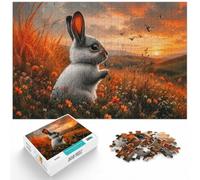 Puzzle 1000 pièces pour Adultes, Whimsical Bunny in Floral Meadow | Comme idée cadeau de Noël : ce puzzle adulte 1000 pièces propose un défi plus long pour les journées d'hiver.