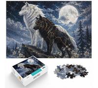 Puzzle 1000 pièces pour Adultes, White and Black Wolves in Winter | Pour des fêtes tranquilles : ce puzzle adulte 1000 pièces transforme les vacances d'hiver en pause puzzle.