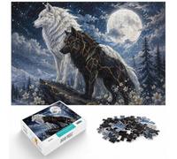 Puzzle 1000 pièces pour Adultes, White and Black Wolves in Winter | Pour le temps libre à la maison : Puzzle adulte 1000 pièces ; pour une activité tranquille chez soi.