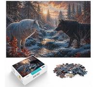 Puzzle 1000 pièces pour Adultes, White and Black Wolves in Winter | Pour les vacances de Noël : ce puzzle 1000 pièces adulte convient aux soirées calmes entre Noël et le Nouvel An.