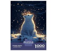 Puzzle 1000 Pièces pour Adultes White Deer in Snow Puzzle pour Adultes Jeu Manuel Décoration Murale pour Les Joueurs 52x38cm/1000pcs