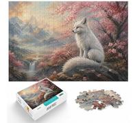 Puzzle 1000 pièces pour Adultes, White Fox Cherry Blossom | Pour le temps libre à la maison : ce puzzle 1000 pièces pour adultes convient aux amateurs d'images détaillées.