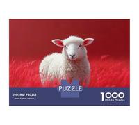 Puzzle 1000 Pièces pour Adultes White Sheep in Red Field Puzzle Casse-tête Jeu De Réflexion Cadeau pour Femmes Difficile Et Stimulant 70x50cm/1000pcs